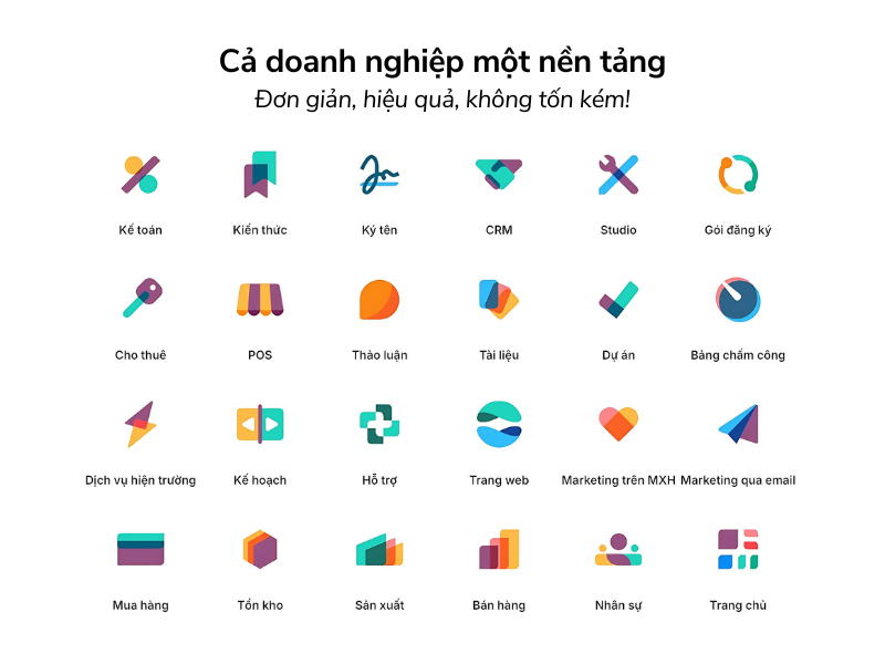 Bộ ứng dụng của Odoo giúp quản lý toàn diện doanh nghiệp